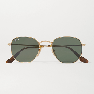 Hexagon-Frame Gold-Tone Sunglasses from Ray-Ban