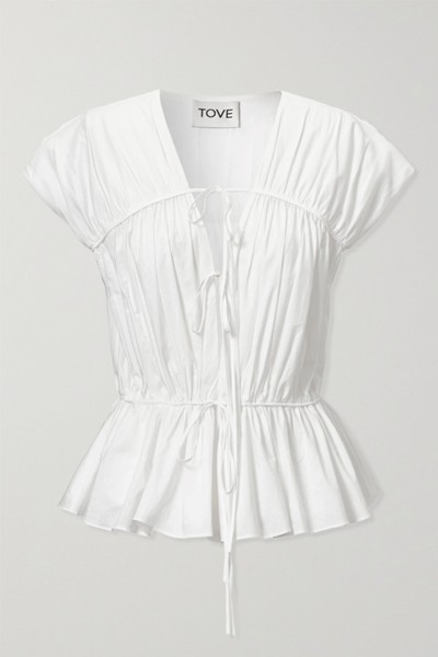 Thea Gathered Organic Cotton-Poplin Top from Tove