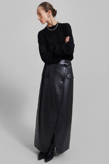 Nan Faux Leather Cross Skirt