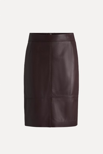 Leather Pencil Skirt With Panelled Details from Boss