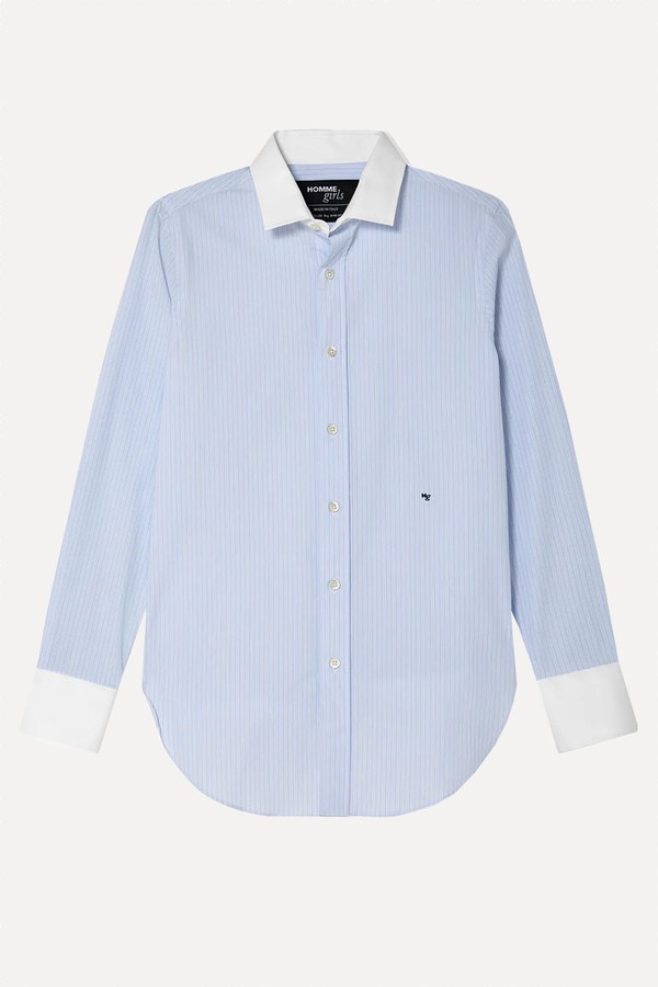 Classic Shirt In Ticking Stripe With Contrast Collar from Homme Girls