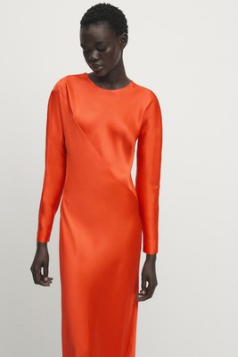 Long Sleeve Satin Dress from Massimo Dutti