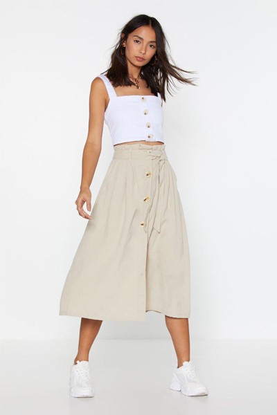 Sugar We’re Going Button-Down Midi Skirt