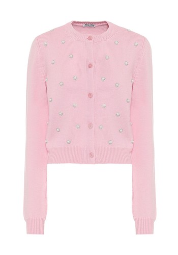 Embellished Virgin Wool Cardigan from Miu Miu