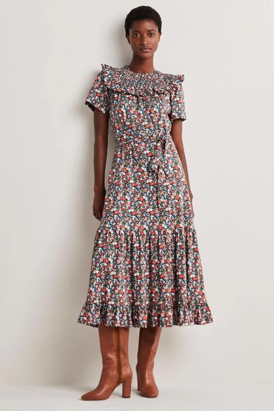 Smocked Yoke Jersey Midi Dress from Boden