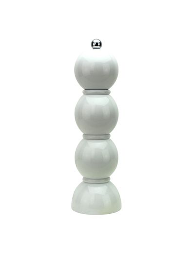 White  Lacquer Bobbin Salt And Pepper Mill Grinder