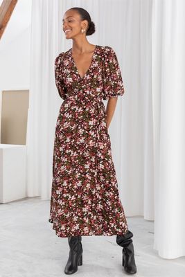 Floral Puff Sleeve Midi Wrap Dress from & Other Stories