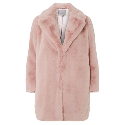Petite Pink Faux Fur Coat