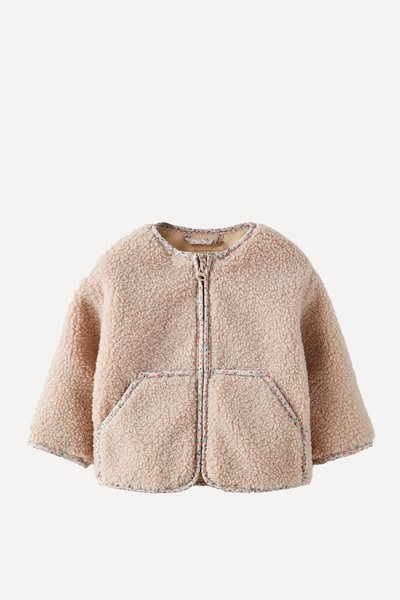 Floral Faux Shearling Jacket from Zara