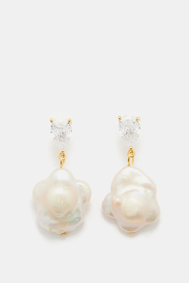 Nixie Pearl, Crystal & 18kt Gold-Plated Earrings from By Alona