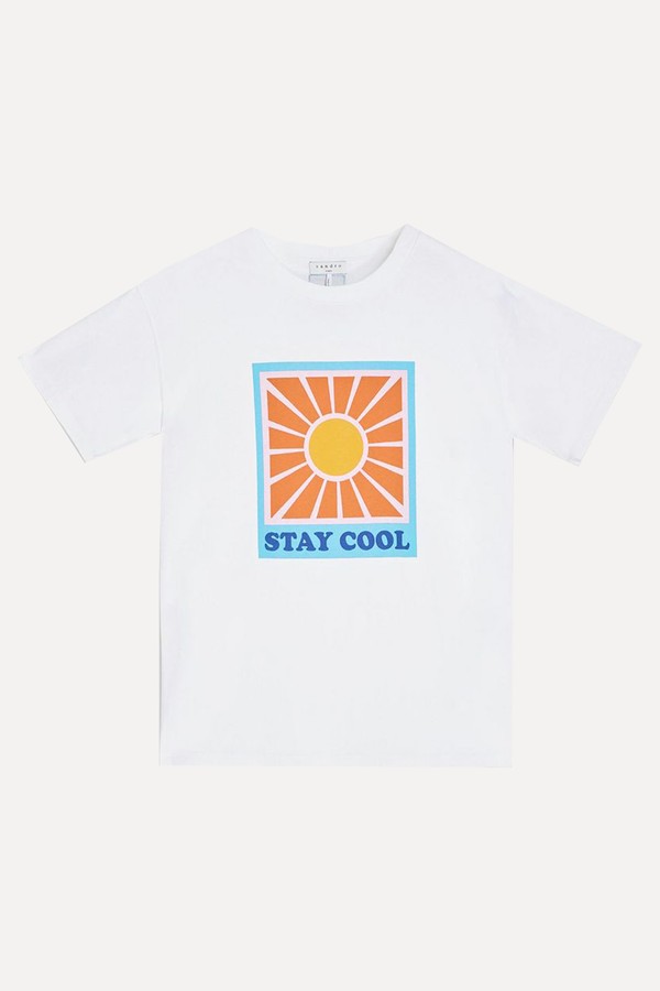 Azur Printed Cotton-Jersey T-shirt from Sandro