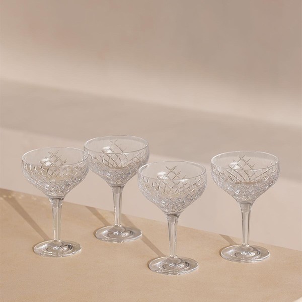 Set Of 4 Barwell Cut Crystal Champagne Coupes from Soho Home