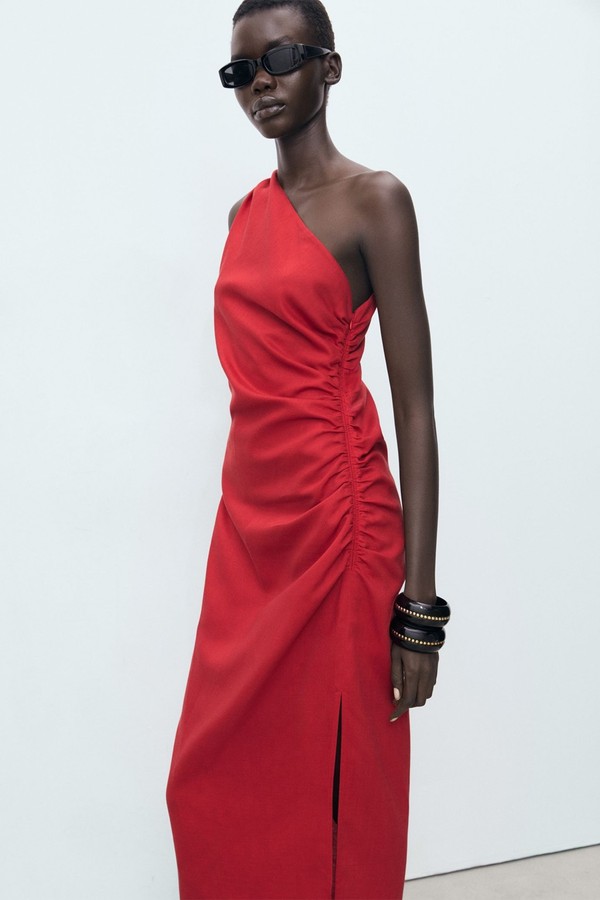 Lyocell Dress With Asymmetrical Neckline