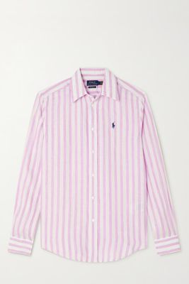Embroidered Striped Linen Shirt from Polo Ralph Lauren