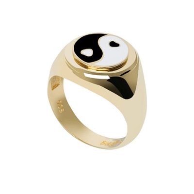 Gold YingYang Black Ring