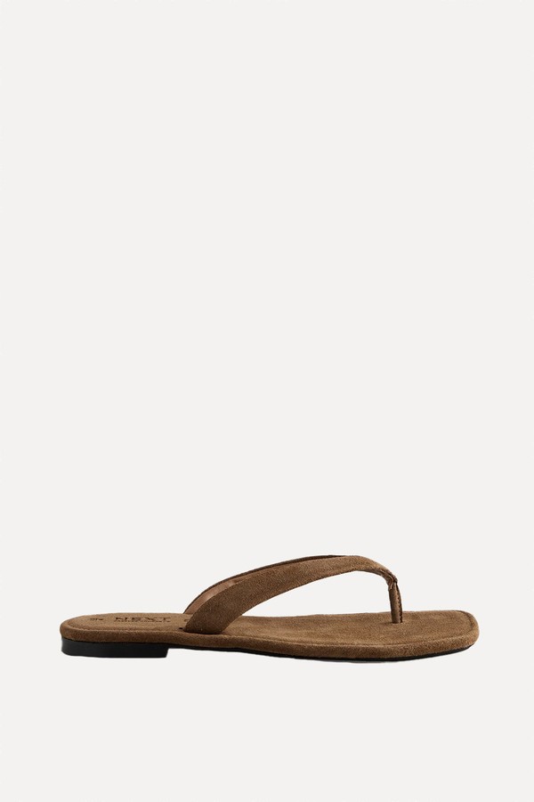 Suede Forever Comfort® Square Toe Thong Sandals from NEXT