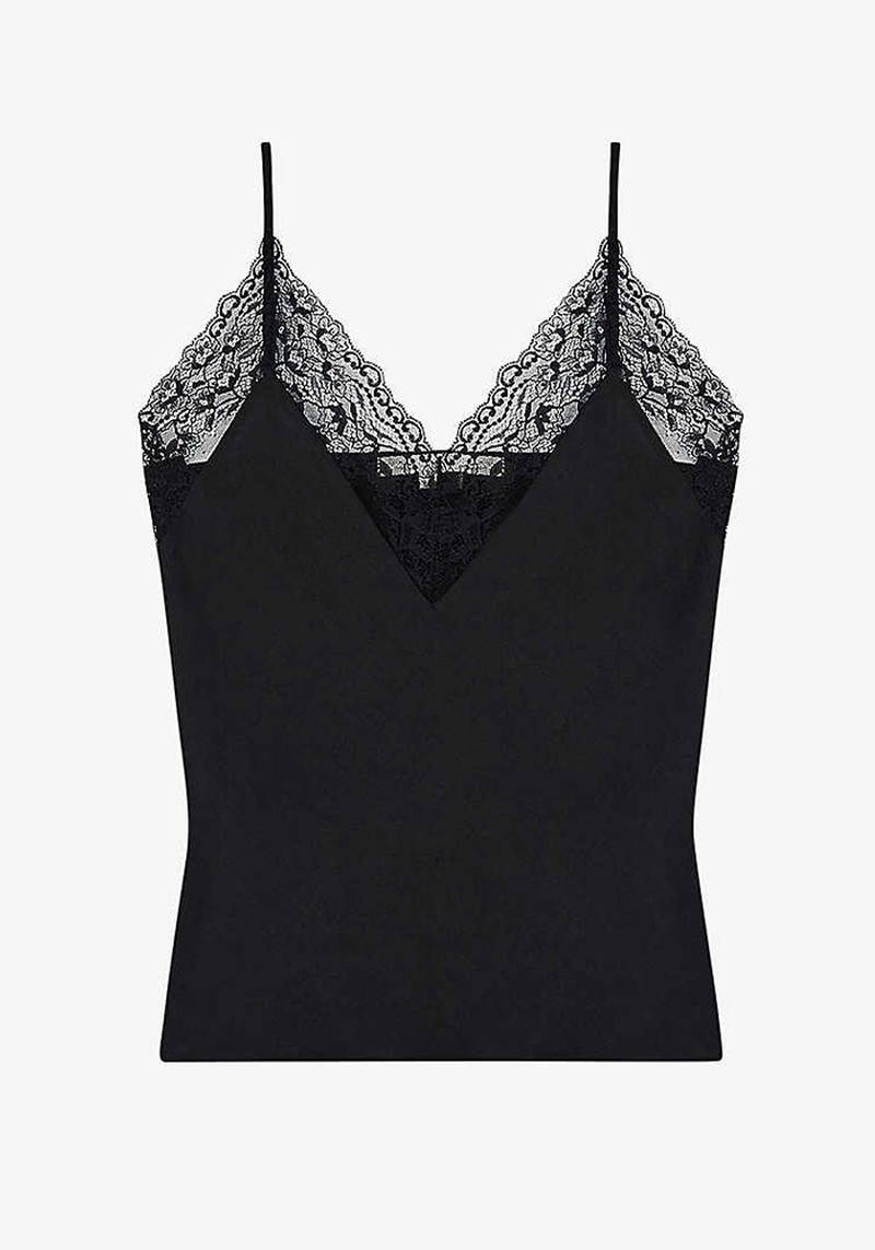 Leatoni Silk Satin & Lace Camisole Top from Maje