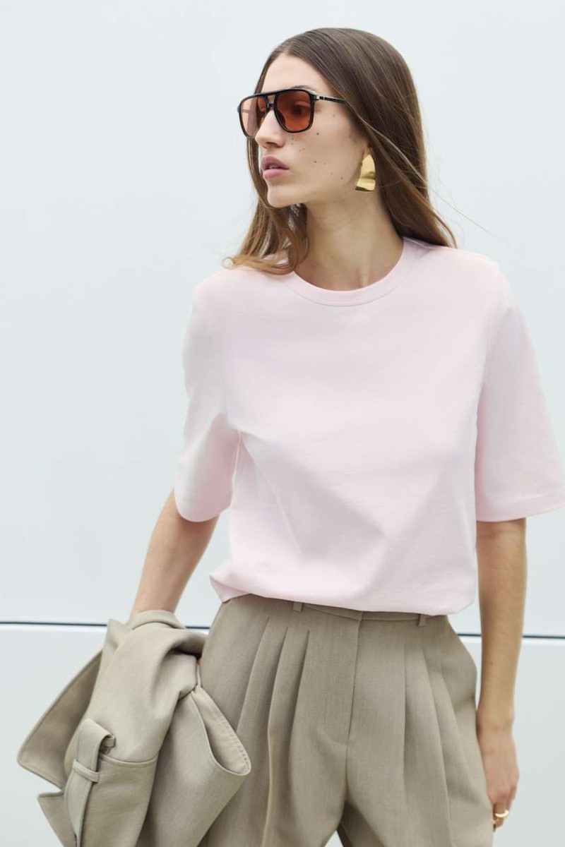 Cotton Rich Padded Shoulder T-Shirt from Marks & Spencer