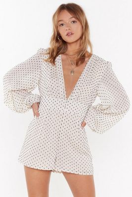 You Are Dot Alone Plunging Polka Dot Playsuit