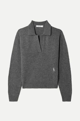 Embroidered Cashmere Polo Sweater from Sporty & Rich