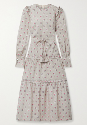 Christy Tie-Detailed Ruffled Midi Dress from Anna Mason