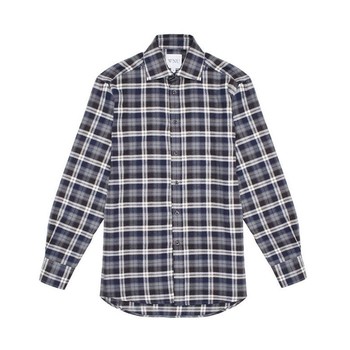 Brushed Navy Plaid Shirt, £110 | With Nothing Underneath