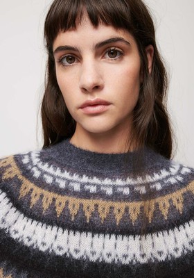 Jacquard-Print Alpaca & Wool-Blend Jumper from Maje