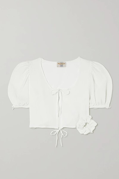 Anna Cropped Tie-Detailed Blouse from MaisonCléo