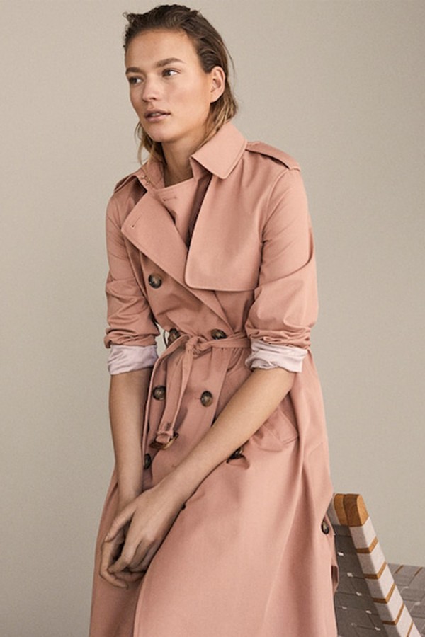 Classic Cotton Trench Coat In Peach from Massimo Dutti