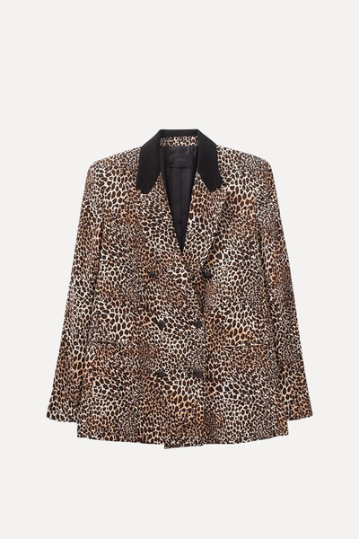 Cognac Leopard-Print Woven Blazer  from IKKS