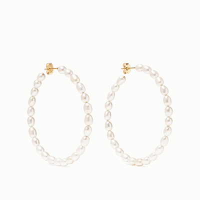 Nina 14-Karat Gold Pearl Hoop Earrings from Loren Stewart