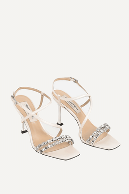 Satin Gem-Embellished Asymmetric Sandals from Charles & Keith