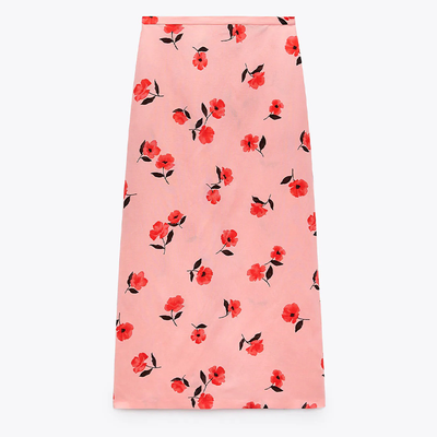 Linen Blend Printed Skirt from Zara