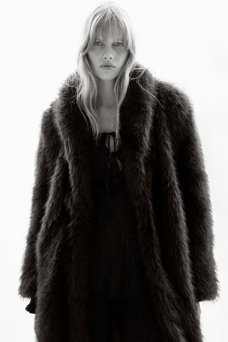 Fluffy Shawl-Collar Coat from H&M