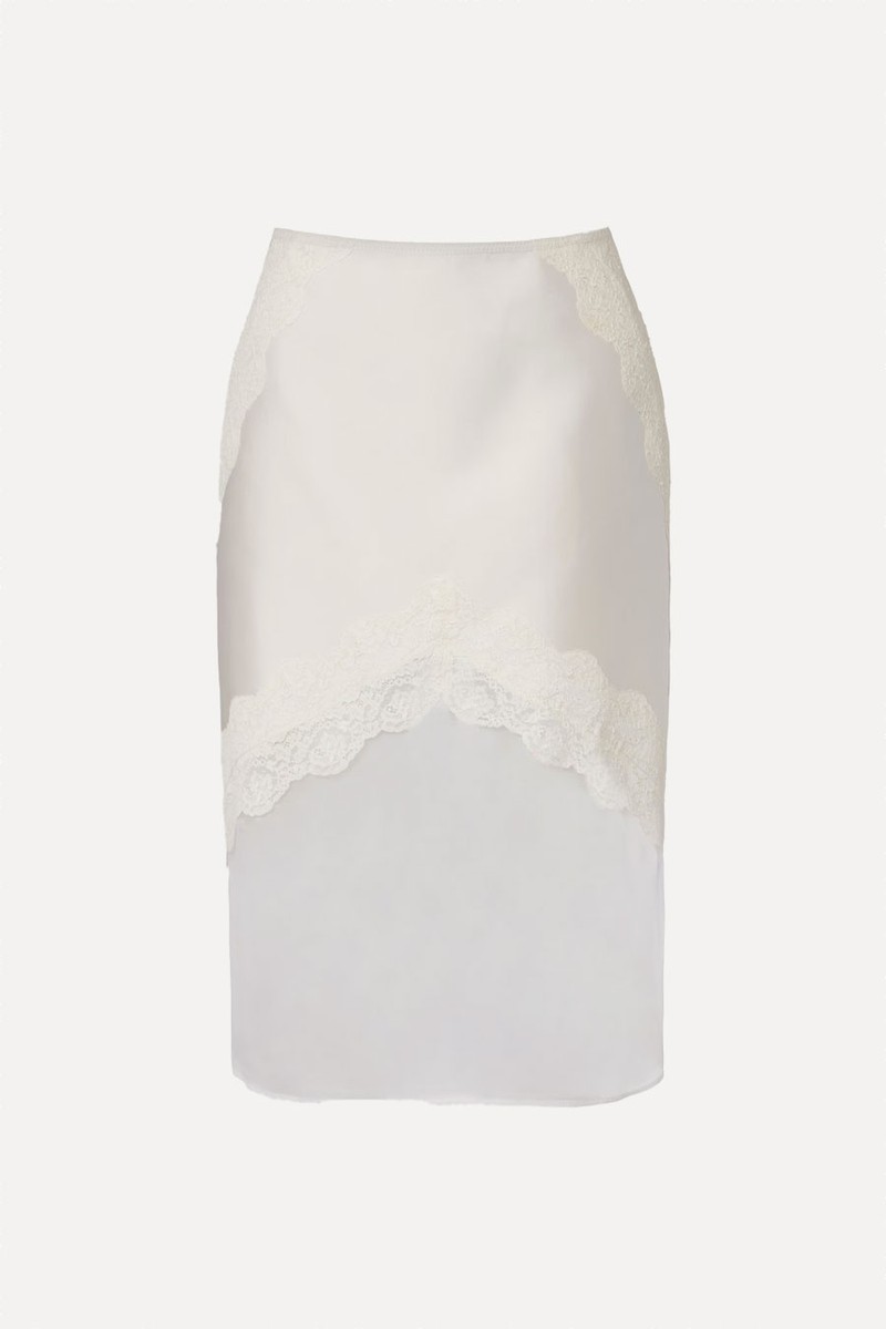 Lace-Trimmed Satin Midi Skirt from Jil Sander
