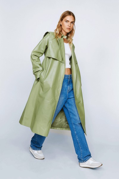 Belted Faux Leather Trench Coat from Nasty Gal