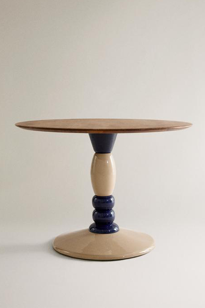 Round Metal Wooden Dining Table