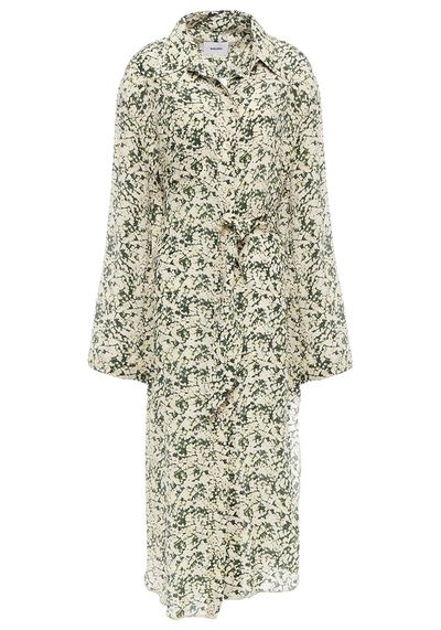 Mona Belted Printed Silk-Crepe Midi Shirt Dress