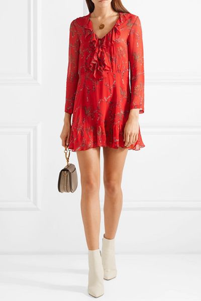 Ruffled Printed Gauze Mini Dress from IRO