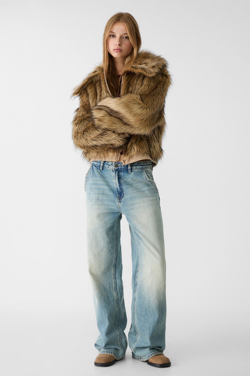 Faux Fur Jacket from Stradivarius