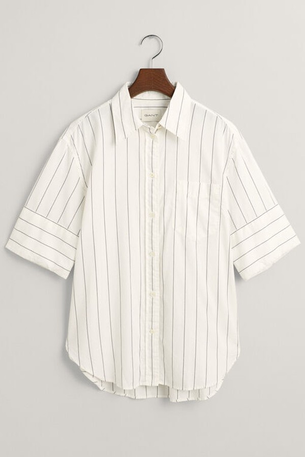 Relaxed Fit Striped Luxury Oxford Short Sleeve Shirt from Gant
