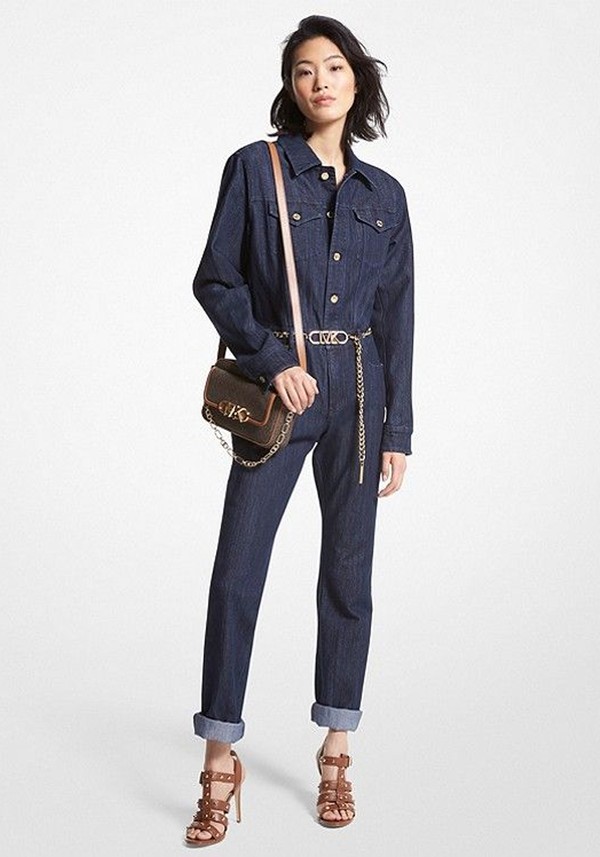 Belted Denim Jumpsuit