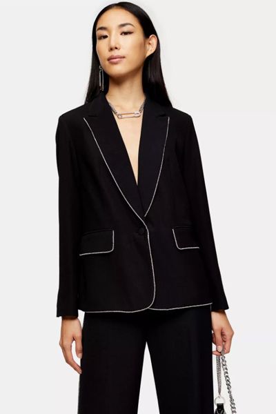 Black Diamante Trim Blazer