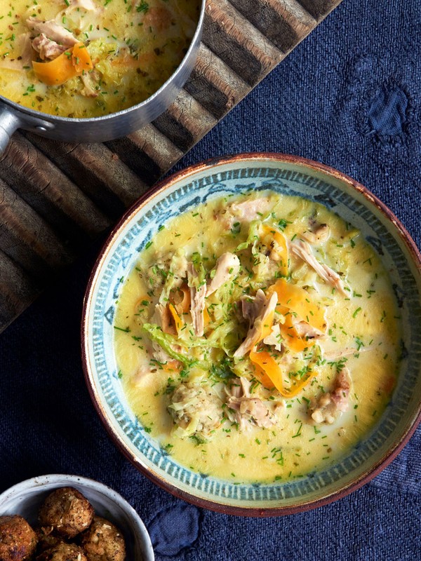 Leftover Roast Chicken & Stuffing Soup