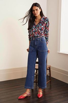 Cropped Wide Leg Cargo Jeans
