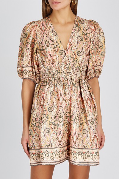 Freja Paisley-Print Linen Mini Dress from Zimmermann