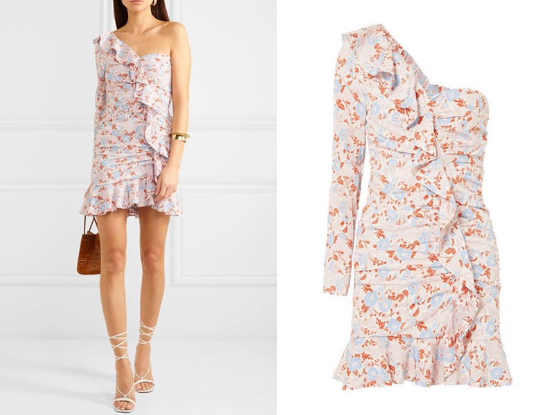 One-Shoulder Ruffled Floral-Print Silk-Blend Georgette Mini from Veronica Beard