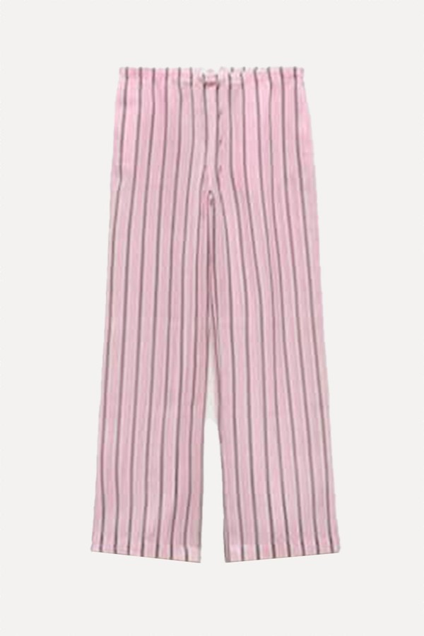 Striped Ramie Trousers from Mango