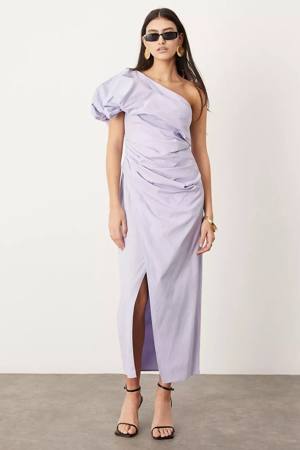 One Shoulder Ruched Maxi Dress 