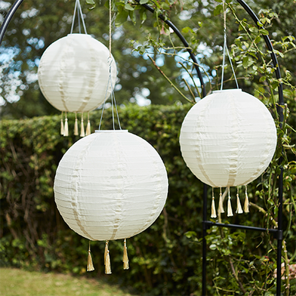 White Tassel Lanterns from Lights 4 Fun